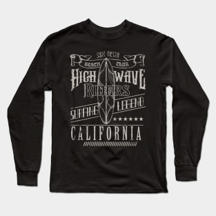 vintage California surf riders typography Long Sleeve T-Shirt